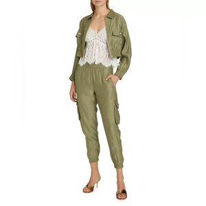 GENERATION LOVE Barbara Linen Jogger in Olive Green